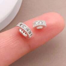 3/5/10 件 18K 镀黄铜 6/8 毫米扁平圆盘散珠高品质锆石隔珠适用于 DIY 手链和项链珠宝制作用品 - 彩色 - 查看 12