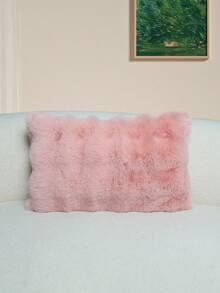 1 Federa per cuscino in pelliccia morbida e soffice per l'inverno, federa decorativa comoda, adatta per divano, divano, sedie, copri cuscino tinta unita per la decorazione della casa (senza imbottitura) - Rosa - Visualizzare 5