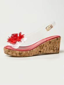 Sandálias transparentes de gelatina transparentes com peep toe para meninas, elegantes e graciosas, adequadas para festas infantis, sapatos casuais confortáveis e antiderrapantes