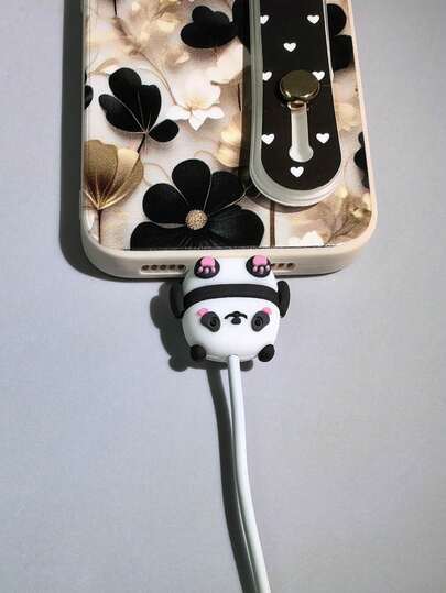 硅胶熊猫手机充电线保护套，安卓通用