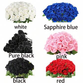24 件人造玫瑰花装饰，家居装饰，情人节、感恩节、母亲节、万圣节、圣诞节礼物