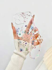 1个印花加厚透明保护手机壳，配手工串珠花朵手链，兼容 16/11/16 Pro/16 Plus/16 Pro Max/16 e/15 Pro Max/13/14/12/XS/XR/7G/8P、Galaxy 11/12 Pro/12/12 X/13 Pro/14 Pro/15 Pro、Redmi 10/9/Note9/12c/Note11 Pro/Note8 Pro - 彩色 - 查看 4