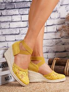 Women's Comfortable Slip-On Round Toe Wedge Heel Platform Loafers, Spring/Summer - Yellow - View 9