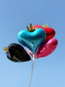 1/5/10pcs Crown & Heart Shaped Aluminum Foil Balloon In Red, Black, Blue, Pink, Faux Pearl Color, Suitable For Birthday Party, Baby Shower, Anniversary, Valentine's Day, Wedding Decoration, Room Decor, Photo Prop Back To School Valentine's Day - Multicolor - View 6