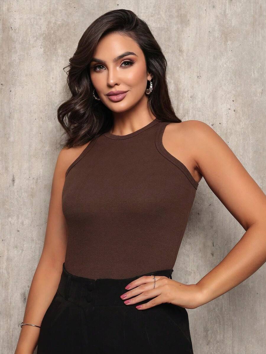 Women's Ribbed Tank Top Basic Blouse Casual T-Shirt Sleeveless Top