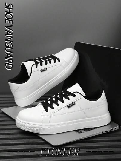 男士简约风格黑色系带休闲运动鞋，舒适户外运动休闲鞋，完美搭配运动牛仔裤