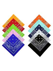 1/4/10 件佩斯利印花围巾四季通用女士方形男女通用柔软丝滑轻便沙滩头巾手帕面罩头带领带腰带手提包多功能装饰用途晚礼服派对旅行办公室婚礼礼物 - 方巾 - 查看 5