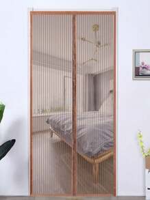 1pc Summer Anti-Mosquito Magnetic Door Curtain, Static Silent Striped Door Curtain For Home Use