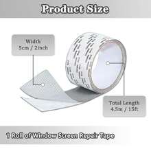 Window Screen Repair Tape, Screen Rrepair Kit For Windows Doors Screen Strong Adhesive Fiberglass Screen Mesh Tape 2inx15ft Waterproof Screen Patch Repair Kit For Window Door Screen Tears Holes - Multicolor - View 8