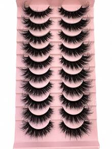 10 Pairs Long Thick Fluffy Volume False Eyelashes Faux Mink Lashes DD Curl Fake Eyelash Full Strips Manga Spiky Cross Eye Lashes 5 Styles Mixed 5D Fluffy Lashes, Thick Cross False Lashes, Multi-Layered Curly Lashes, Create Dramatic Thick Effect Suitable For Parties And Celebrations