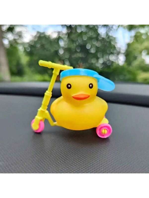 1 pièce de décoration de rétroviseur de voiture en forme de canard avec chapeau en laine rose, décoration de rétroviseur de scooter de canard