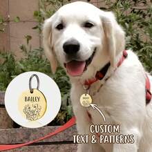 1pc Personalized Pet Portrait ID Tags - Custom Round Name & Number Engraved Dog & Cat Collar Tags - Multicolor - View 2