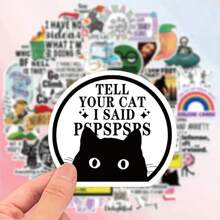 50pcs Snarky MEME Cartoon Graffiti Stickers, Waterproof For Water Bottle, Computer, Luggage, Halloween, Easter, Funny Phrases