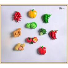 1pc/3pcs/4pcs/5pcs/5pcs-1/6pcs/6pcs-1/7pcs/8pcs/9pcs/10pcs/10pcs-Style 1/10pcs-2/11pcs New Cartoon Fruit & Vegetable Design Magnetic Resin Refrigerator Stickers, Nature Style Magnetic Refrigerator Stickers, Cute Decorative Piece, Office Desk Decor, Personalized Accessory For Fridge, Whiteboard, Storage Cabinet, Dishwasher, Kitchen Decor, Home Decor, Valentine's Day Gift, Gift For Friends & Family