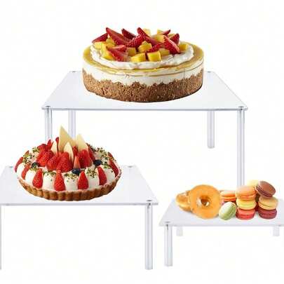 Transparent Square Acrylic Cake Stand, Cake Display Rack For Wedding, Party, Dessert Exhibition