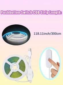 1pc 3.28ft-16.4ft LED Light Strip, 320 LEDs/M, Button Control, 3 Color Temperature Options, Suitable For Party, Room, Kitchen, Home TV, Household Decoration