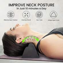 1pc Multi-Layer Adjustable Neck Pillow, Shoulder Neck Lumbar Traction Massager, Fits Many, Relieves Fatigue - Black - View 1