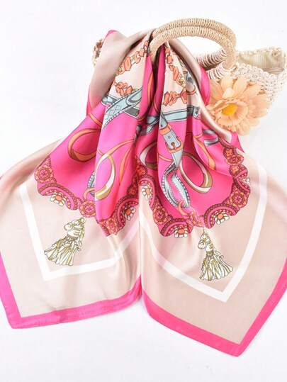 1pc Impresso Quadrado Lenço Faixa de Cabelo Acessórios de Cabelo, Multi-Funcional Moda Lenço de Pescoço Adequado para Uso Diário