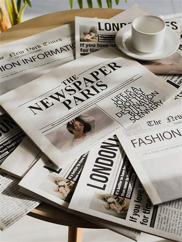 2/4/6Pcs English Newspaper Photography Props, Fashion Clothing Home Decor ,Food Photography Background Props, Flower Wrapping Paper Atmosphere Decoration,Able Decor & Floral Arrangements,Gifts ,Holiday, Birthday, Graduation Party Decoration Background