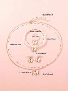 Elegant Girl 5pcs/Set Butterfly Jewelry Set, Elegant And Cute, Comes With Butterfly Necklace, Bracelet, Ring And Earring Set, Perfect Gift For Mom Or Girlfriend, Perfect Gift For Girls, Mother's Day And Thanksgiving Gifts - Multicolor - View 8