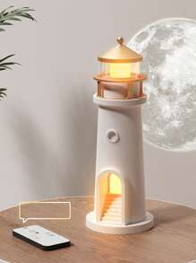 1Pc Moonlight Lighthouse Projectielamp, Sfeer Nachtlampje, Bluetooth Speaker Creatieve Muziek Afstandsbediening Menselijke Sensor Ornament Kleine Tafellamp, Verstelbare Volume Luidspreker, Woondecoratie, Slaapkamerdecoratie, Cadeau