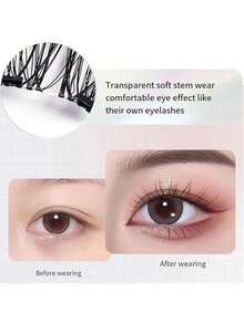 Waloshow 磁性假睫毛套装 - 自然逼真，磁性设计，无需胶水或眼线，轻巧可重复使用，配有镊子，方便佩戴