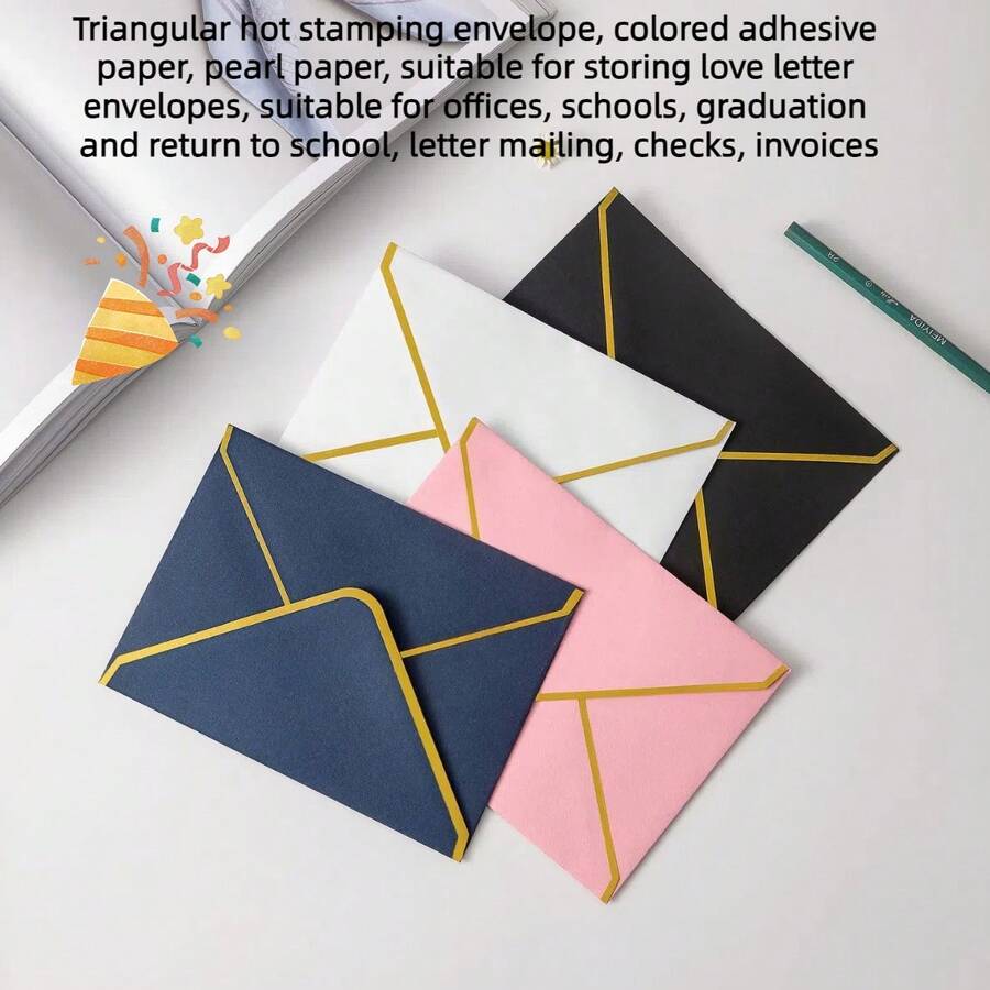 10 个铝箔三角信封，彩虹纸，贺卡、情书、办公室、婚礼请柬、学校、毕业典礼、邮寄信件、支票、发票信封，12*16.5 厘米，开学季适用