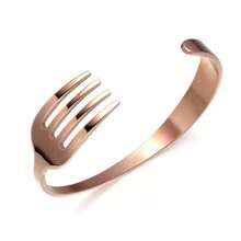 Creative Simple Stainless Steel Utensil Shaped Open Bracelet Unisex Friendship Accessory - Rose Gold - View 2