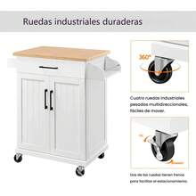 Carrito De Almacenamiento Cocina Muebles De Cocina Con Cajón - Blanco - Ver 8