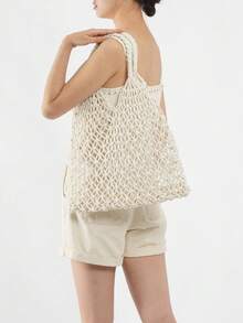 Y2k Aesthetic Large Capacity Woven Tote Bag - Hollow Shoulder Bag For Women - Ultra-Light, Breathable, Beach Bag, Travel Handbag, Summer Shopper, Boho Mesh Purse For Vacation, Pool, Picnic, And Daily Use - Multicolor - View 3