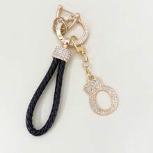 1pc Premium Braided Leather Keychain With Shiny Gold 26 Letter Charms Pendant - , Fashionable And Multifunctional Women Keychain - Various Colors, Perfect Accessory For Car Owners, Stylish Gift Idea - Multicolor - View 9