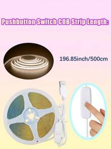 1pc 3.28ft-16.4ft LED Light Strip, 320 LEDs/M, Button Control, 3 Color Temperature Options, Suitable For Party, Room, Kitchen, Home TV, Household Decoration