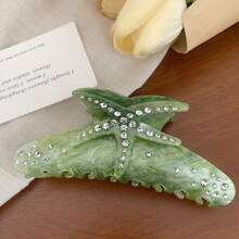 1pc Bag Starfish 12cm Fully Rhinestoned Elegant Acetate Hair Claw Clip, Suitable For Everyday Wear - Violet Purple - View 19