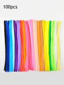 100支马卡龙色扭扭棒，创意DIY材料包，仿真毛绒羊毛条折叠棒，扭扭棒材料花朵夏季，学校