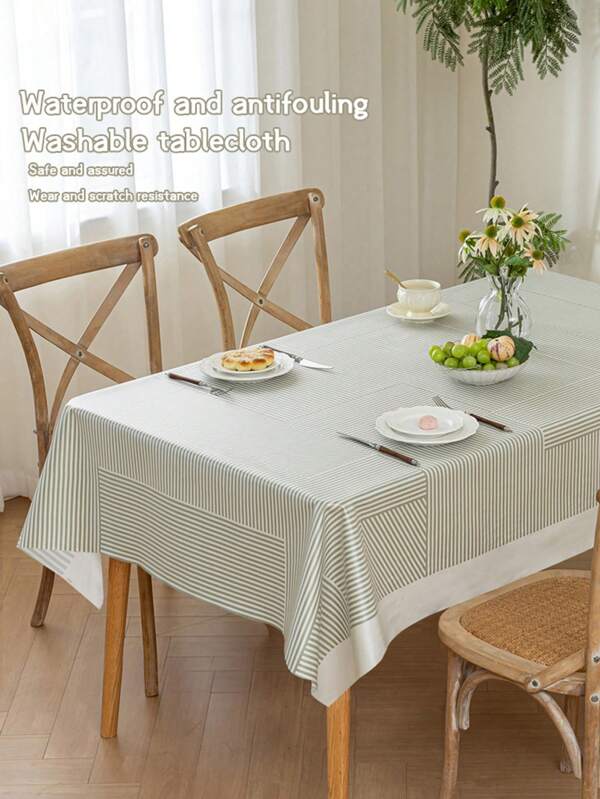 1pc,TPU Tablecloth Waterproof Oil-Proof Easy To Clean With Luxury Feel, Home-Use Dining Table Pad Fabric Rectangular Mat Tea Table Cloth