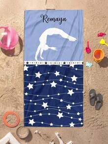 Toalla de playa personalizada "Noche estrellada" de 51x71" - Texto personalizado, opción que brilla en la oscuridad, ultra suave y absorbente para vacaciones de verano - Multicolor - Ver 8