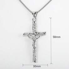 Trendsmax Silver Color Stainless Steel Jesus Christ Cross Pendant Necklace With Box Chain Summer Jewelry For Men Women 16inch - 16" Box Chain - 查看 2