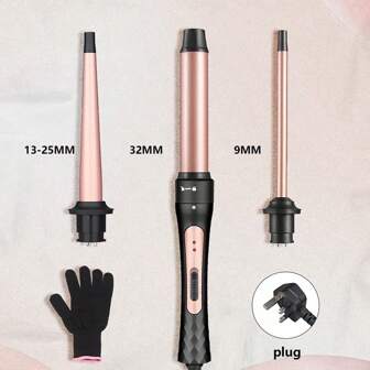 3 In 1 Curling Wand Iron, Hair Curling Wand Set Include 0.75-1"Conical Curling Iron, 1.25"Large And 0.35"Thin Curling Wand Interchangeable Ceramic Barrel Hair Curler Set For Short & Long Hair