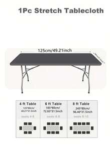 1 pièce Housse de table extensible, ajustée pour les tables rectangulaires standard, convient pour le dining, la cuisine, le restaurant, les fêtes, la décoration de Noël, fabriquée en polyester pour nappe de table événementielle