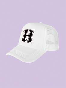 1 Kids White Baseball Caps 26 Letters Printed Baseball Caps, Outdoor Recreational Activities Sunscreen Breathable And Quick Drying, Suitable For Spring And Summer Daily Outdoor Use, Campus Activities - White - View 30