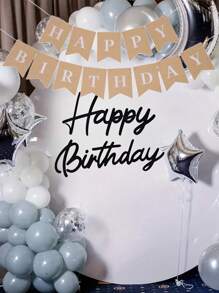 1 Set Happy Birthday Wooden Sign With Happy Birthday Pull Flag, White Lacquered Paper Cut Wooden Happy Birthday Letter Sign Vintage Village Birthday Party Decoration Background Wall Photo Props