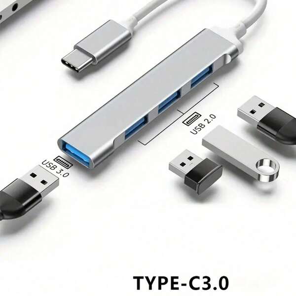 Hub USB C com 4 portas, USB C para hub USB com 1 USB 3.0/3 USB 2.0, divisor USB C para laptop, Pro, iMac, iPad Pro, Chromebook, Pixelbook, XPS, Galaxy S23 e mais dispositivos Tipo C. O hub USB C com chip OTG integrado expande 1 porta USB 3.0/3 portas USB 2.0 para o seu adaptador de periféricos USB.