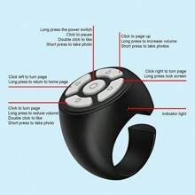 Telecomando senza fili Bluetooth per le dita, compatibile con , Pixel, telefono; telecomando Bluetooth per passare le pagine di libri elettronici, anello di scorrimento smart ricaricabile, controller a cliccatore, compatibile con iOS e Android, adatto per vacanze estive, viaggi, scatto remoto senza fili per fotocamera portatile