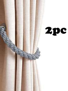 2pcs Modern Minimalistic Cylinder Magnetic Polyester Linen Twisted Rope Curtain Ties, Multiple Colors Available, Suitable For Curtain Fixing And Decoration - Multicolor - View 14