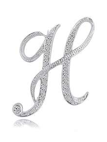 1 件 A-Z 26 个字母别针胸针镀银金属胸针别针-透明水晶首字母胸针 - 銀色 - 查看 33