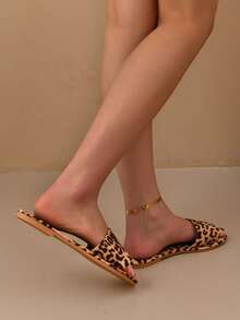 Women's Leopard Print Strap Sandals, Lightweight Flat Casual Shoes, Round Toe Summer Sandals - Multicolor - View 6