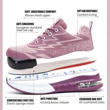 Women's Safety Shoes, Air Cushion Shock-Absorbing Steel Toe Sneakers, Outdoor Anti-Smash Anti-Puncture Work Shoes, Industrial Construction Warehouse Protective Labor Protection Shoes - View 8