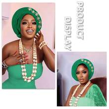 1pc African Style Head Wrap With Layered Bejeweled Edge Head WrapAccents, Laminated Strap Cap, Traditional African Turban Hat For Women Personalized Elastic Headwear - A - View 26