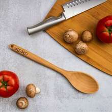 Custom Engraved Wooden Cooking Spoon Set - Personalized Kitchen Gift For Wedding/Anniversary, Heart-Shaped Bowl Handmade Spatula With Date Engraving, Unique Bridesmaid Proposal Gift Idea - Wood Color - View 6