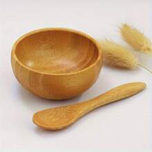 1PC- Bamboo Facial Mask Kit - Natural DIY Skincare Mixing Bowl & Spoon Set With Measurement Marks, Hypoallergenic & Chemical-Free (At-Home Spa Essentials)